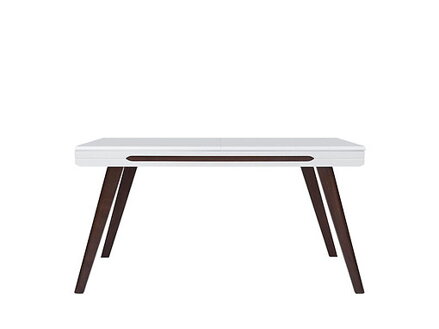 AZTECA TRIO rozkladací stôl, biely lesk / dub wenge hnedý