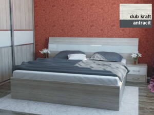 KLAUDIA posteľ 180x200cm, dub kraft / antracit