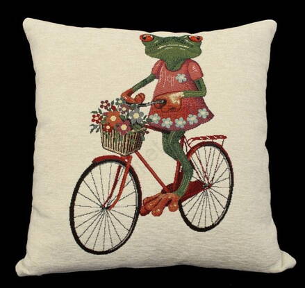 Vankúš žaba na bicykli