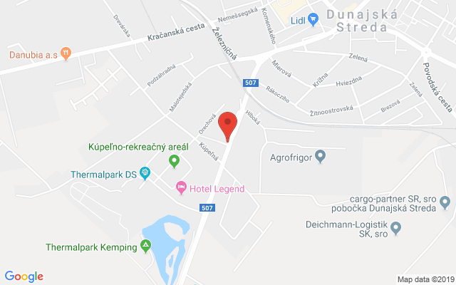 Google map: Dunajská Streda Gabčíkovská 27